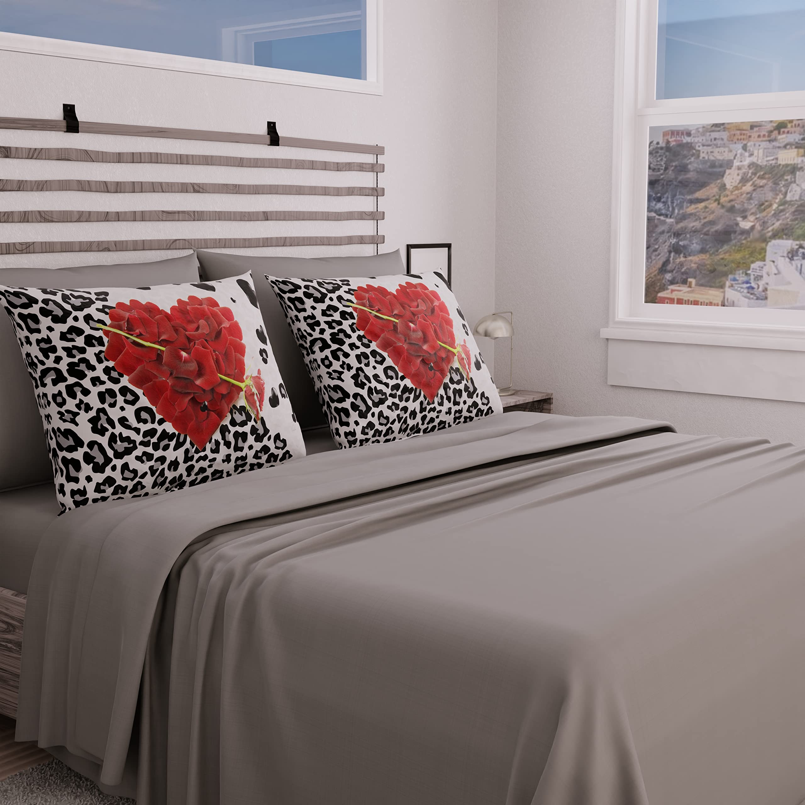 PETTI Artigiani Italiani - Complete Bed Set, Double Sheets, Heart Rose Petals, Double Bed Set, Print only on Pillowcases 100% Made in Italy — image 1