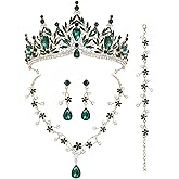 Oriamour Tiaras and Crowns for Women,Tiaras Earrings Necklace Bracelet, Crystal Bridal Jewelry Set, Costume Party Halloween Prom Pageant Jewelry Wedding Jewelry Set