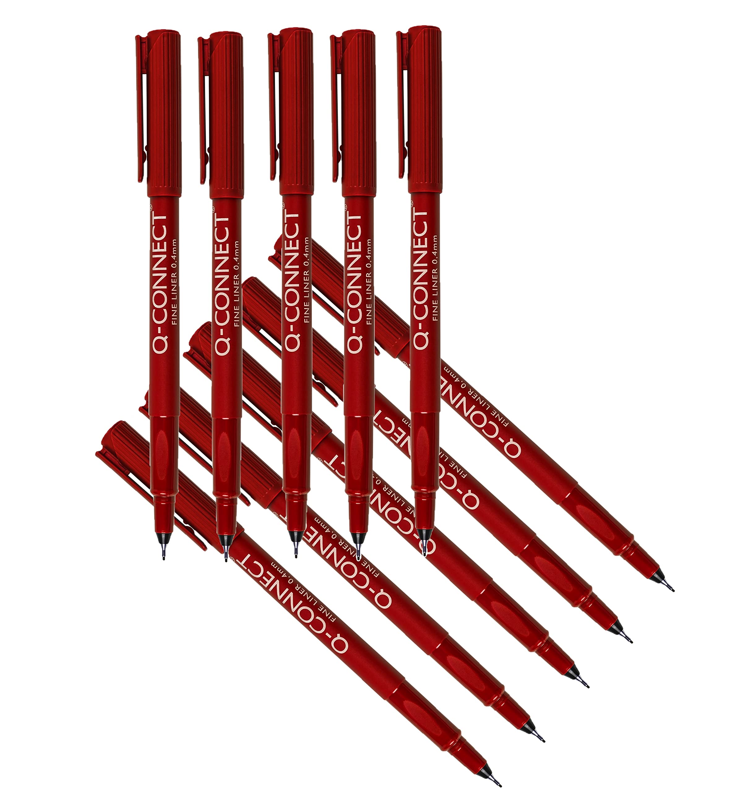 Q-Connect Fineliner Pen 0.4mm Red (Pack of 10)