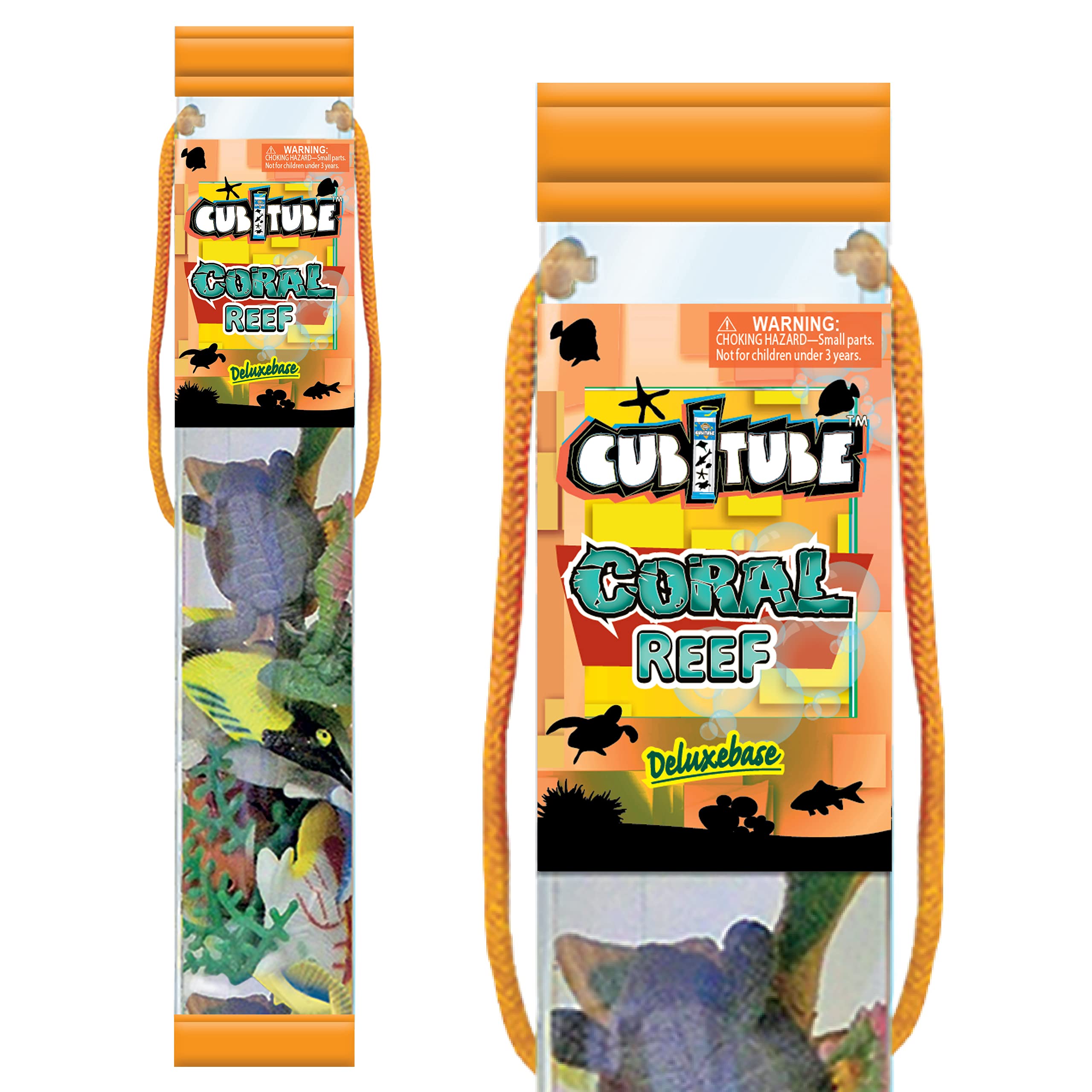 Cubitube - Coral Reef from Deluxebase. 11-Piece Sea Life Toys Set, Mini Ocean Creatures Figurines with Travel Tube for Small World Learning, Educational Animal Toy Playset for Kids, Ages 3+.