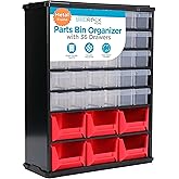 BIRDROCK HOME Craft Organizer Bin with 36 Drawers | Heavy-Duty Metal Hardware Storage Organization | Great for Nails, Nuts, Bolts, Legos | Mini & Large Drawer