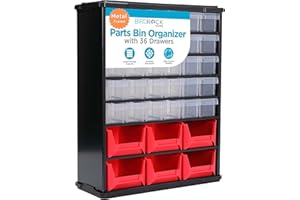 BIRDROCK HOME Craft Organizer Bin with 36 Drawers | Heavy-Duty Metal Hardware Storage Organization | Great for Nails, Nuts, Bolts, Legos | Mini & Large Drawer