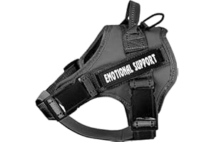 voopet Service Dog Harness, Emotional Support Pet Vest Harness, Reflective Breathable and Adjustable No-Pull ESA Dog Harness for Small Medium Large Dogs (with 4 PCS Removeable Tags)