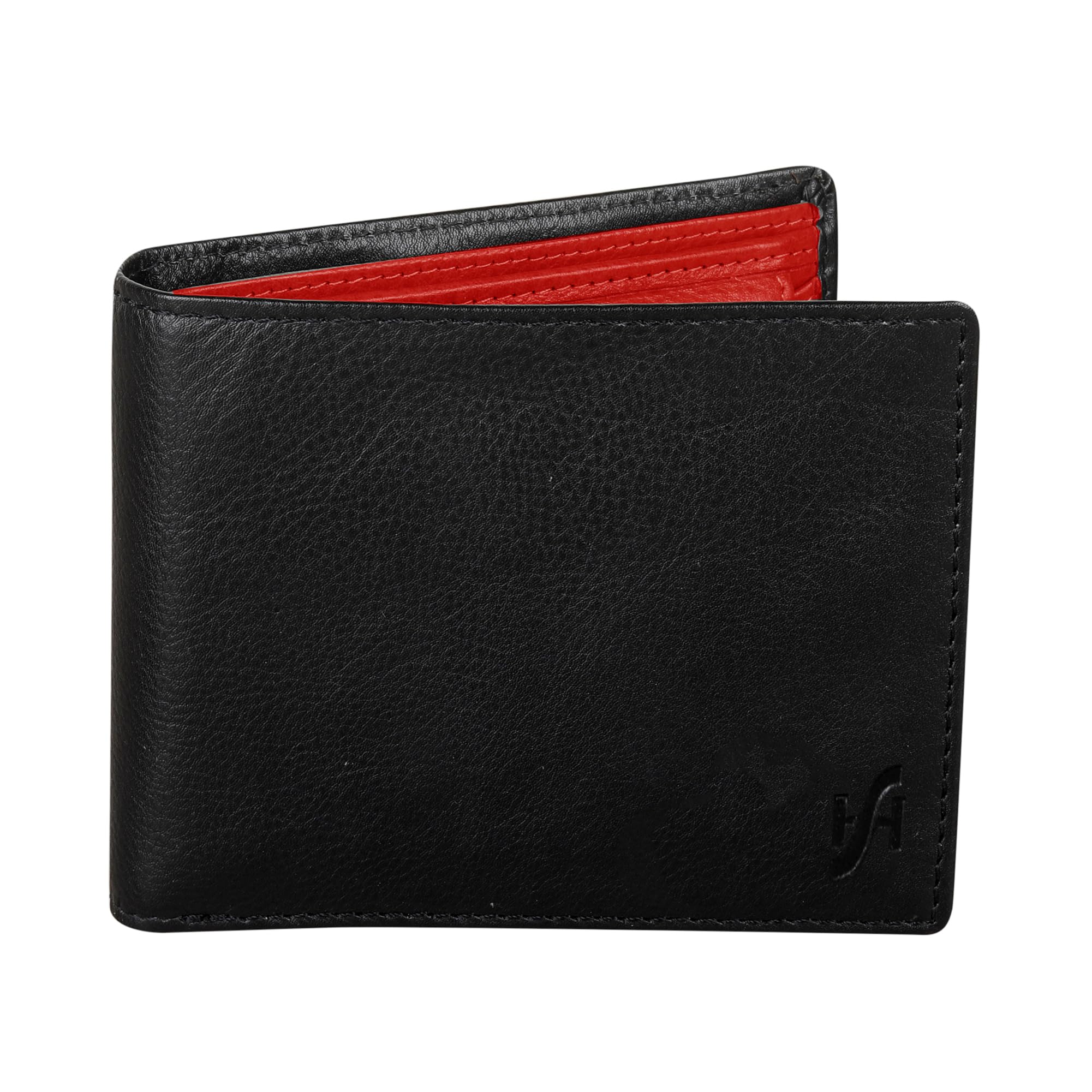 STARHIDE RFID Blocking Wallet for Men UK – Genuine Soft Leather Bifold Card Holder – Coin Pocket, ID Window, Cash Organiser – Gift Boxed #1216 (Black/Red) — image 1