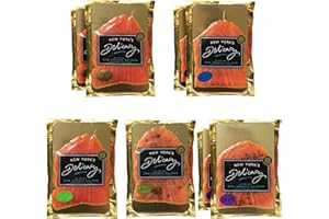 New York's Delicacy Smoked Salmon Nova - Assorted Gourmet Combo 8 x 4 Oz. (2.0 Lb.) [2 x Natural + 2 x Whiskey & Honey + 2 x Garlic & Pepper + 1x Gin & Tonic + 1x Gravadlax] - Kosher, Gluten Free, High in Omega 3
