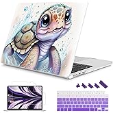 Mektron Designed for 2025/2024/2023 MacBook Air 15 INCH M4 A3241 /M3 A3114 /M2 A2941 Case, Printed Plastic Hard Shell Cover with 15.3" Liquid Retina Display Touch ID, Cute Turtle