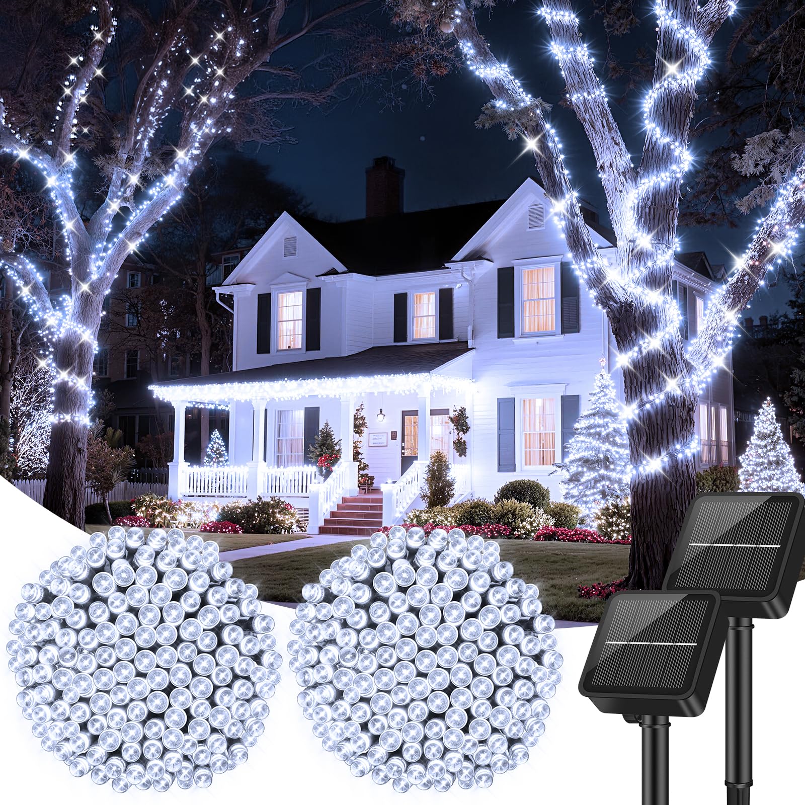 Photo 1 of *** PARTIAL SET / ONLY 1*** Brightever Solar String Lights for Outside, 2-Pack Total 92FT 240 LED Solar Powered Fairy Lights IP65 Waterproof, Outdoor String Light for Patio, Yard, Tree, Balcony, Garden Decorations, Cool White