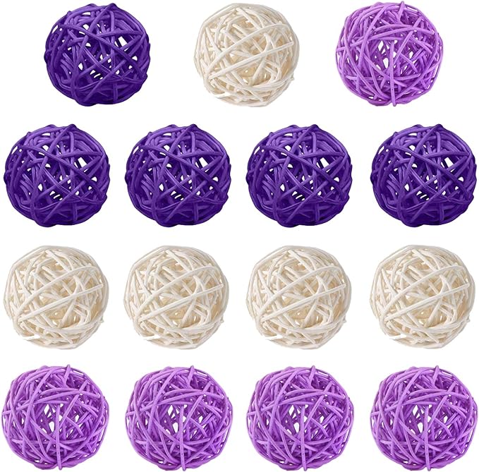 Worldoor Mixed White Purple Rattan Balls