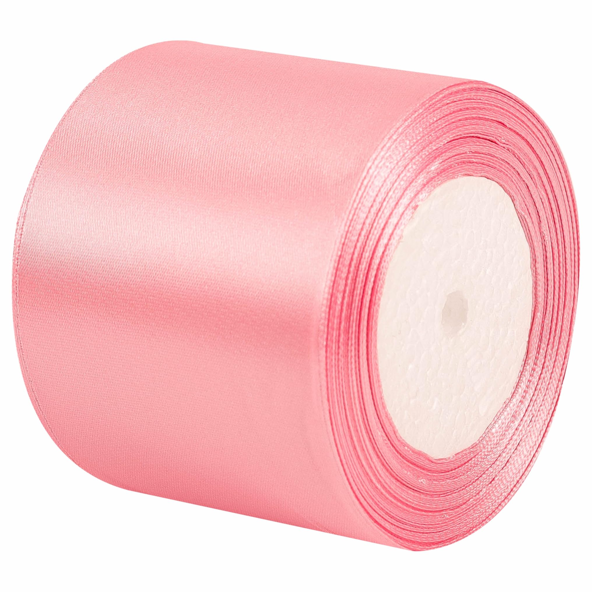 75mm Wide Pink Solid Satin Ribbon for Gift Wrapping 22M,Silk Thick Ribbon Polyester Ribbon 75mm for Crafting Christmas,Hair Bows, Bouquets,Cake,Wedding Car,Party Decoration
