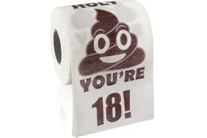 Happy 18th Birthday Gifts, 3-Ply Funny Toilet Paper Roll, Holy Poop You're 18 Printed Toilet Paper Gag Gift, Pranks & Surpris