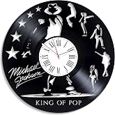 Kovides King of Pop Wall Clock Birthday Gifts for Fan M. Jackson Art Wall Clock Modern Pop Music Vintage Vinyl Record Clock Exclusive Decor for Living Room MJ Xmas Gift