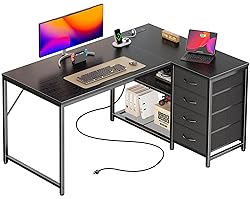 PRAISUN 43.3" Small Computer Desk with Power