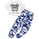 CRISONE Girls 2 Piece Outfits Kids Clothes Cute Cool Girl Crop Tops + Camouflage Pants Summer Clothing Sets