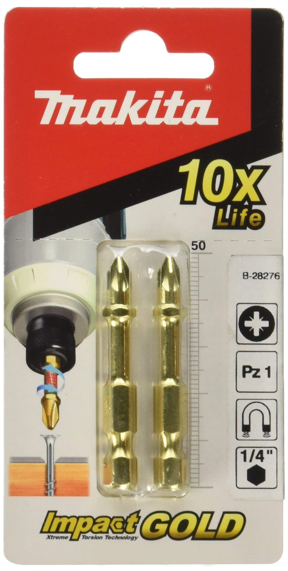 Makita B-28276 Impact Gold Torsion Bits, 50mm