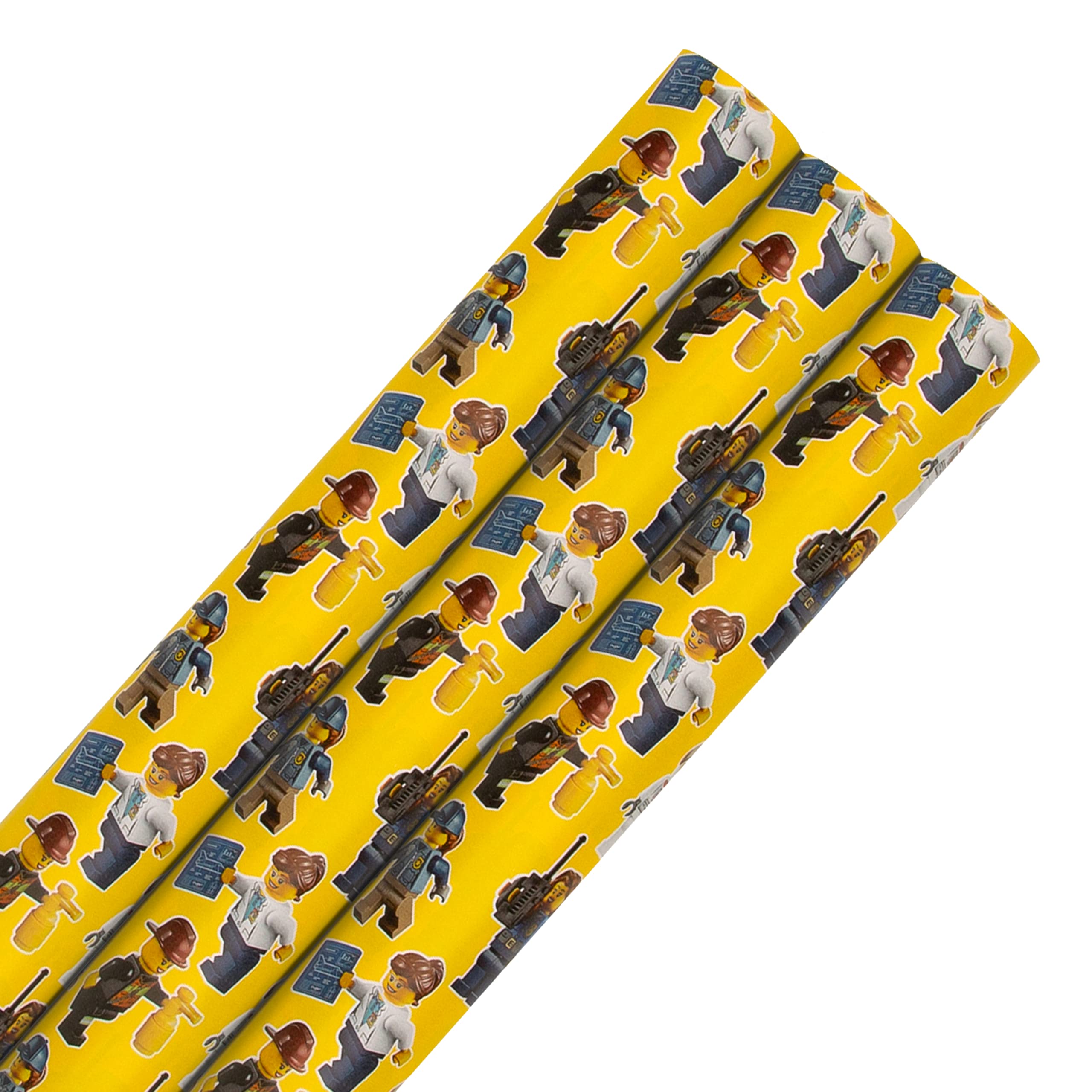 Hallmark Multi Occasion Wrapping Paper Bundle - 3 Rolls in 1 Lego Pattern Design