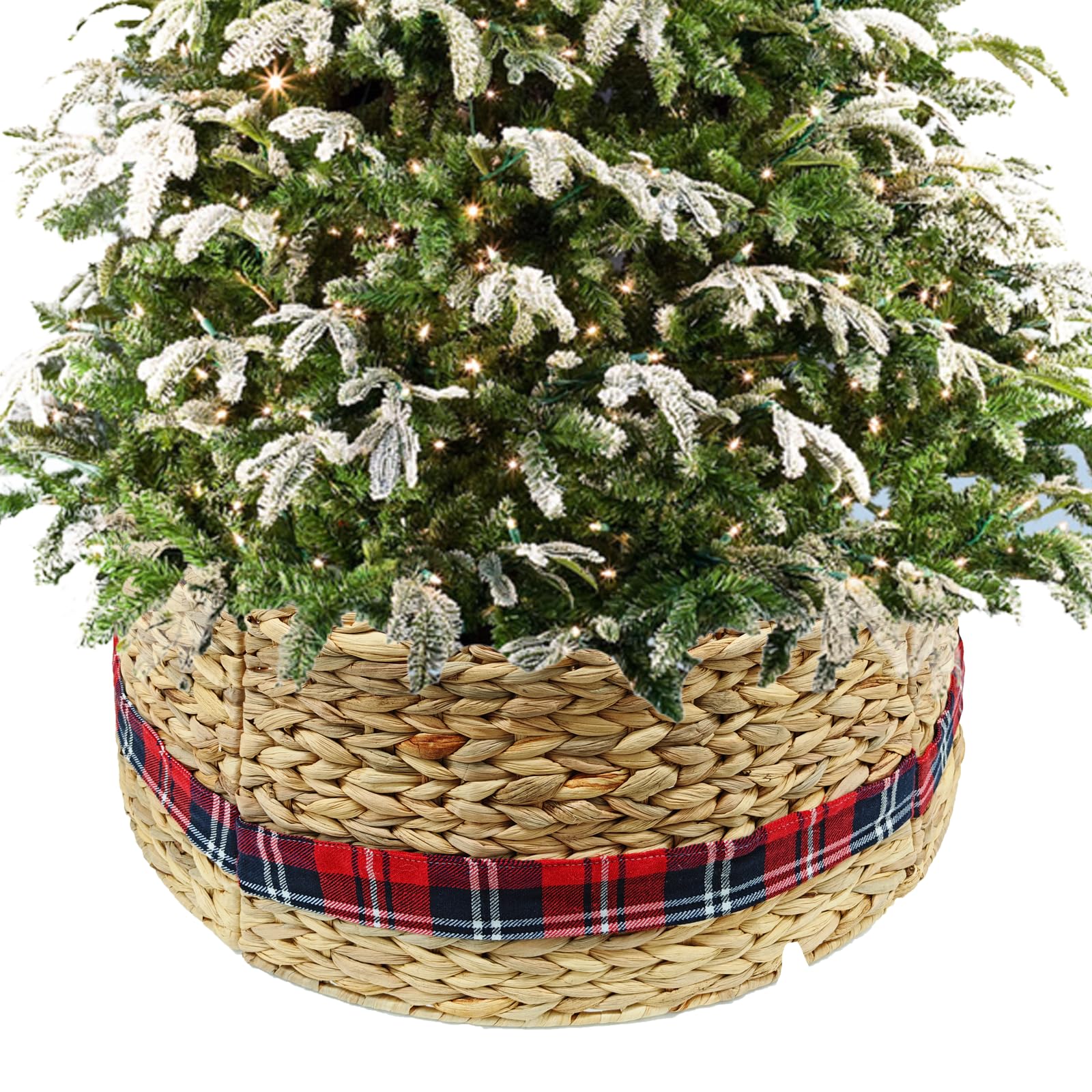 Photo 1 of Christmas Tree Collar - Handcrafted Rustic Christmas Tree Skirt,Natural Woven Tree Skirt, 27.56in Rattan Christmas Tree Base Cover Decoration - Ideal for Covering Tree Stand