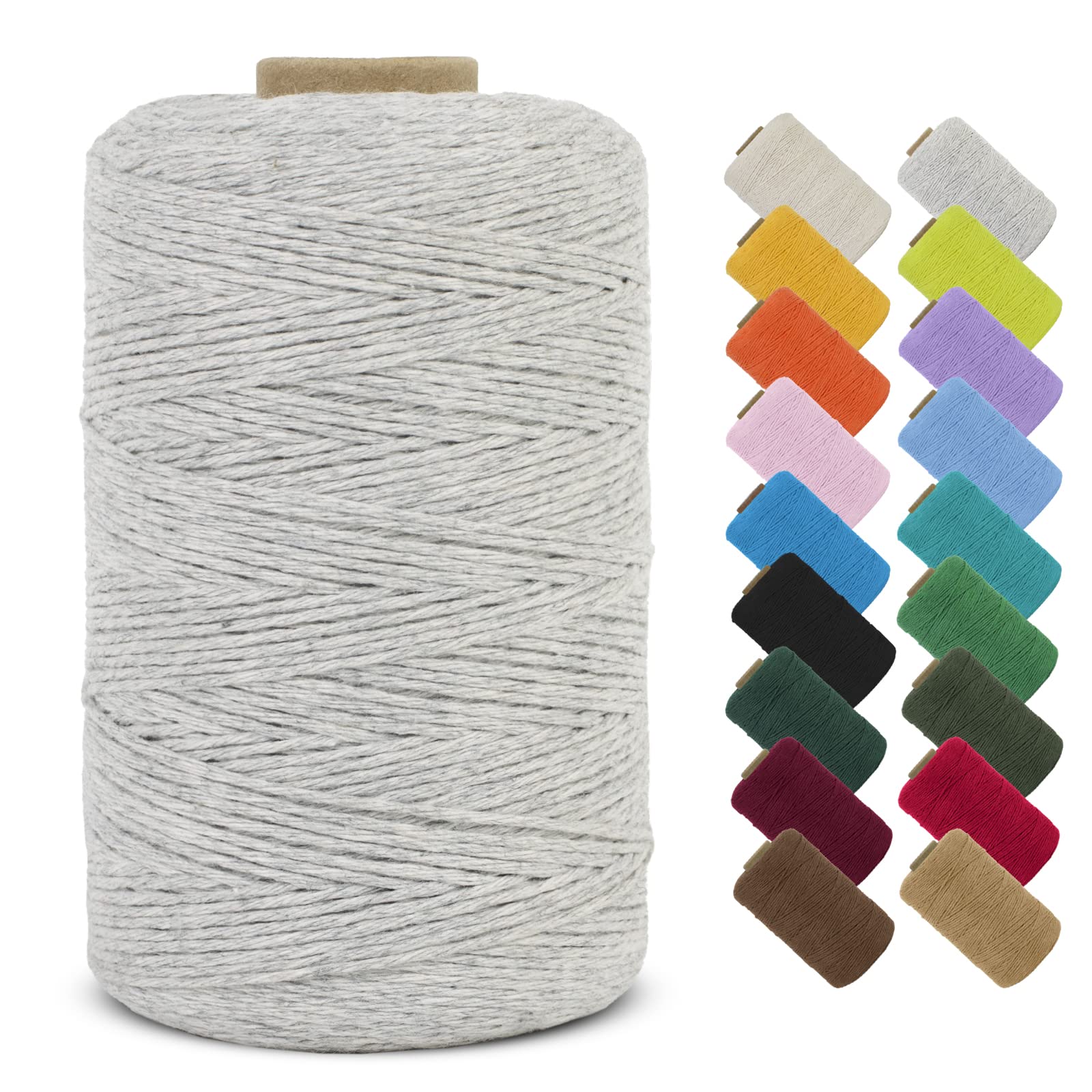 LEREATI Macrame Cord 1mm x 390m Butchers String Cotton Rope Thin Macrame Rope Yarn, Bakers Twine Kitchen Craft Cord for DIY Crafts, Gift Wrapping, Crochet, Jewelry Making, Decoration (Grey) — image 1