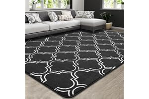 HOMORE Geometric Shag Rug for Bedroom, 4'x6' Gray Shaggy Rugs for Living Room, Soft Area Rug for Kids Nursery Dorm, Memory Foam Bedside Rug Indoor Floor Carpet for Home Decor