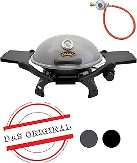 ACTIVA Grill Tischgasgrill Tischgrill Gas Crosby, Camping Grill, 3,4 KW Brenner, Outdoor Tischgrill Grau