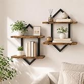 Floating Wall Shelves, Set of 2 Decorative Geometric Shelf for Home Decor | 2-Tier Wall Mounted Display Shelves for Bedroom, 
