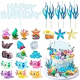 Knana 23Pcs Axolotl Birthday Decorations Axolotl Cake Topper Axolotl themed Happy Birthday Cake Decorations for Ocean Party