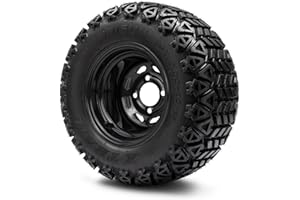 GOLF CART KING 10"x7" Black 8 Window Steel - Golf Cart Lifted Tires and Wheels Combo Set of 4