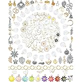 FIVEIZERO 216PCS Bracelet Charms for Jewelry Making – Assorted Gold & Silver Metal Enamel Pendants with Jump Rings for Necklaces, Earrings, & DIY Jewelry Crafts(White)