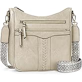 RAINSMORE Crossbody Bags for Women, 7 Pockets Crossbody Purses Lightweight Leather Shoulder Handbags for Travel