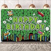 Turtles Backdrop, 100x150cm/39.4x59.1in Happy Birthday Backdrop Cartoon Turtle Theme Party Ornament Ninja Background Banner for Birthday Baby Shower Kids Party Decorations