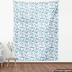 Ambesonne Sea Animals Fabric by The Yard, Sketch of