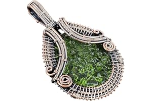Healing creation Rare Moldavite Gemstone Pendant Copper Wire Wrapped Pendant Handmade Jewelry Genuine Gemstone Gift For Her