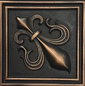 Fleur De Lis 4x4 Victorian Copper Bronze Resin Decorative Insert