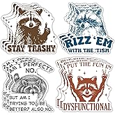 12 PCS Funny Raccoon Sticker, Rocking Raccoon Sticker, Stay Trashy, Rizz Em with The Tism Sticker, Possum Opossum Sticker, Sarcastic Humor Sticker for Laptop, Water Bottle, Car Bumper Sticker