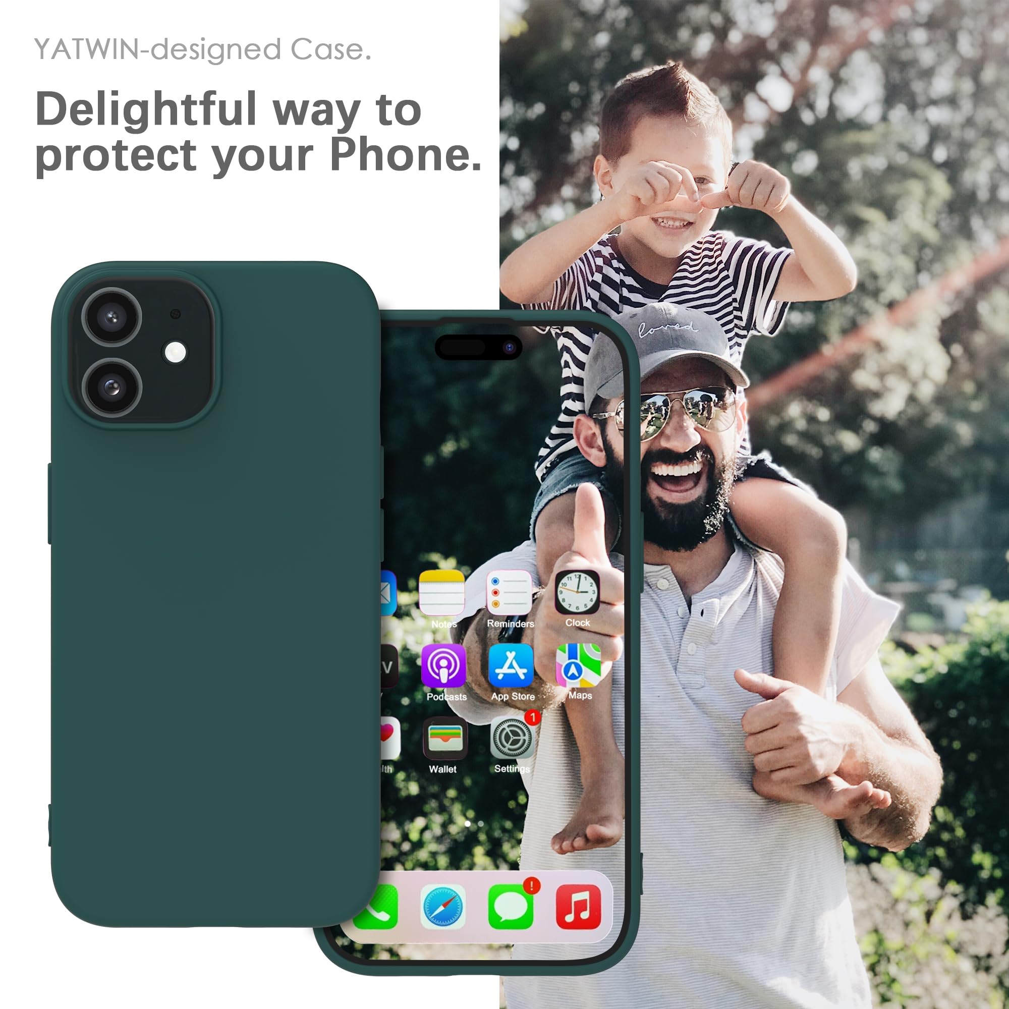 YATWIN Silicone Case for iPhone 11, Soft-Touch, Shockproof, DustProof, Antiskid Full Body Armour Phone Cover for Apple iPhone 11 - Dark Green