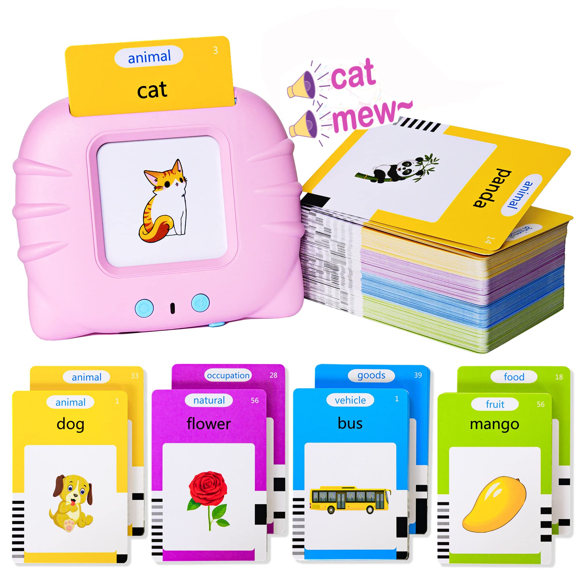 Talking Flash Cards Early Educational Toys for 3 4 5 6 Year Old Baby Boys Girls, Preschool Learning Reading Machine with 224 Words, Montessori Interactive Gift for Kids Toddlers