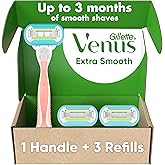 Venus Extra Smooth Pink Women's Razor, 1 Handle + 3 Blade Refills