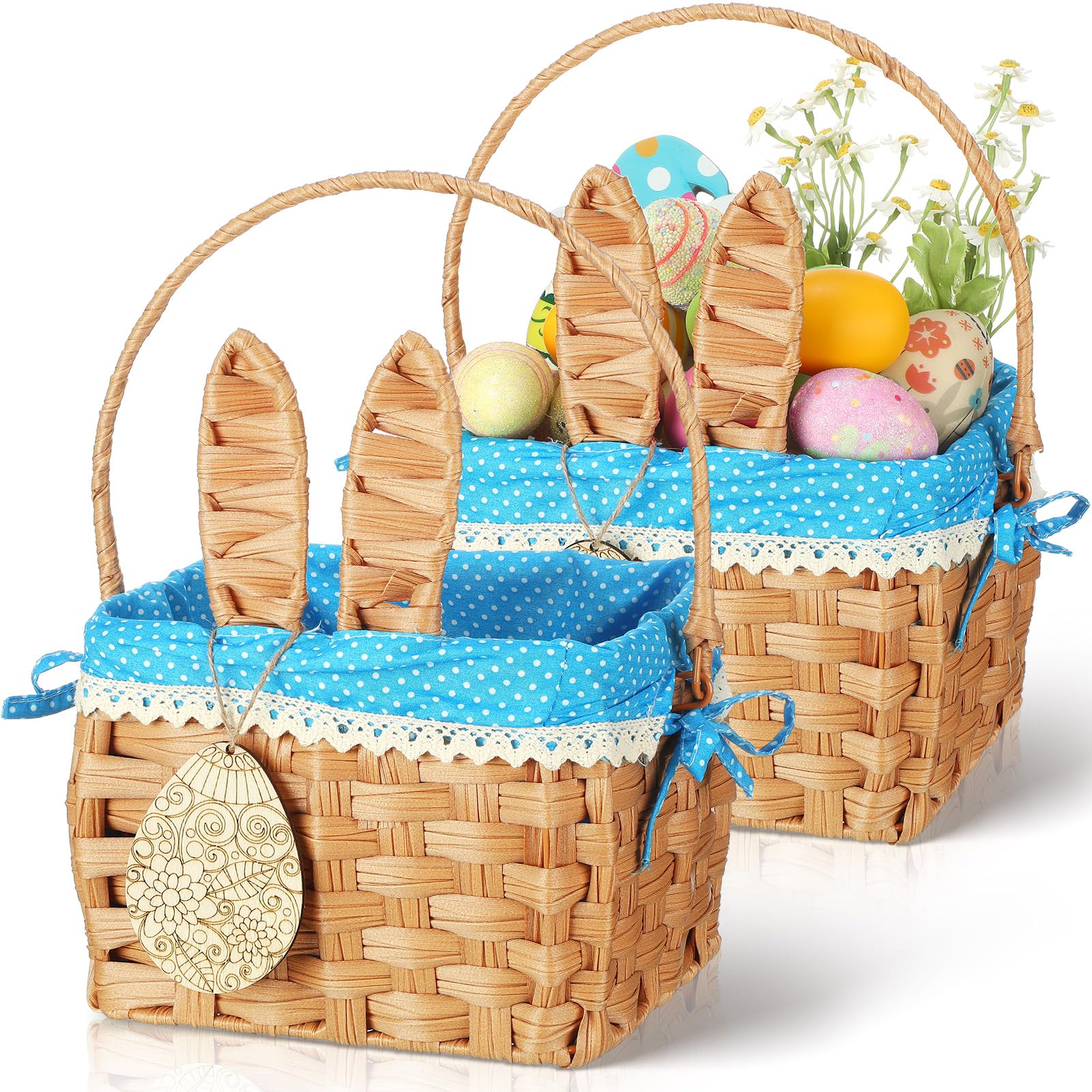 DoubleFill 1pcs Wicker Easter Basket Wicker Picnic Basket with Tag ...