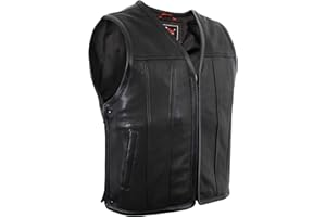 MDM Motorcycle leather vest made from genuine cowhide with a zipper