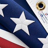 American Flag Made in USA, 3x5 FT Heavy Duty Nylon Outdoor Flag, Super Durable for All-Weather High Wind Use, Fade-Resistant, UV-Protected &amp; Tear-Proof, Longest-Lasting Embroidered Stars US Flag.