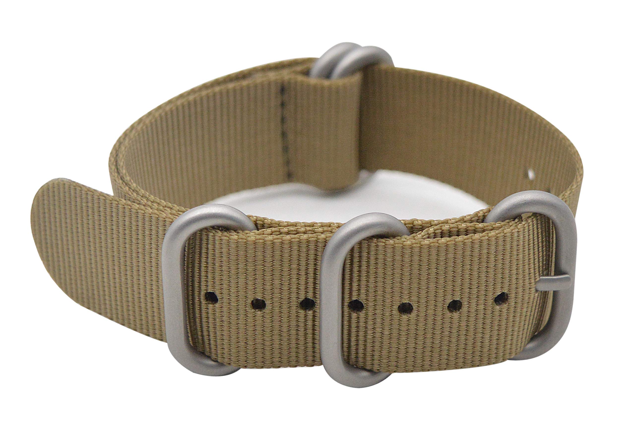 ArtStyle Watch Band with Colorful Nylon Material Strap and Heavy Duty Brushed Buckle (Khaki, 22mm)
