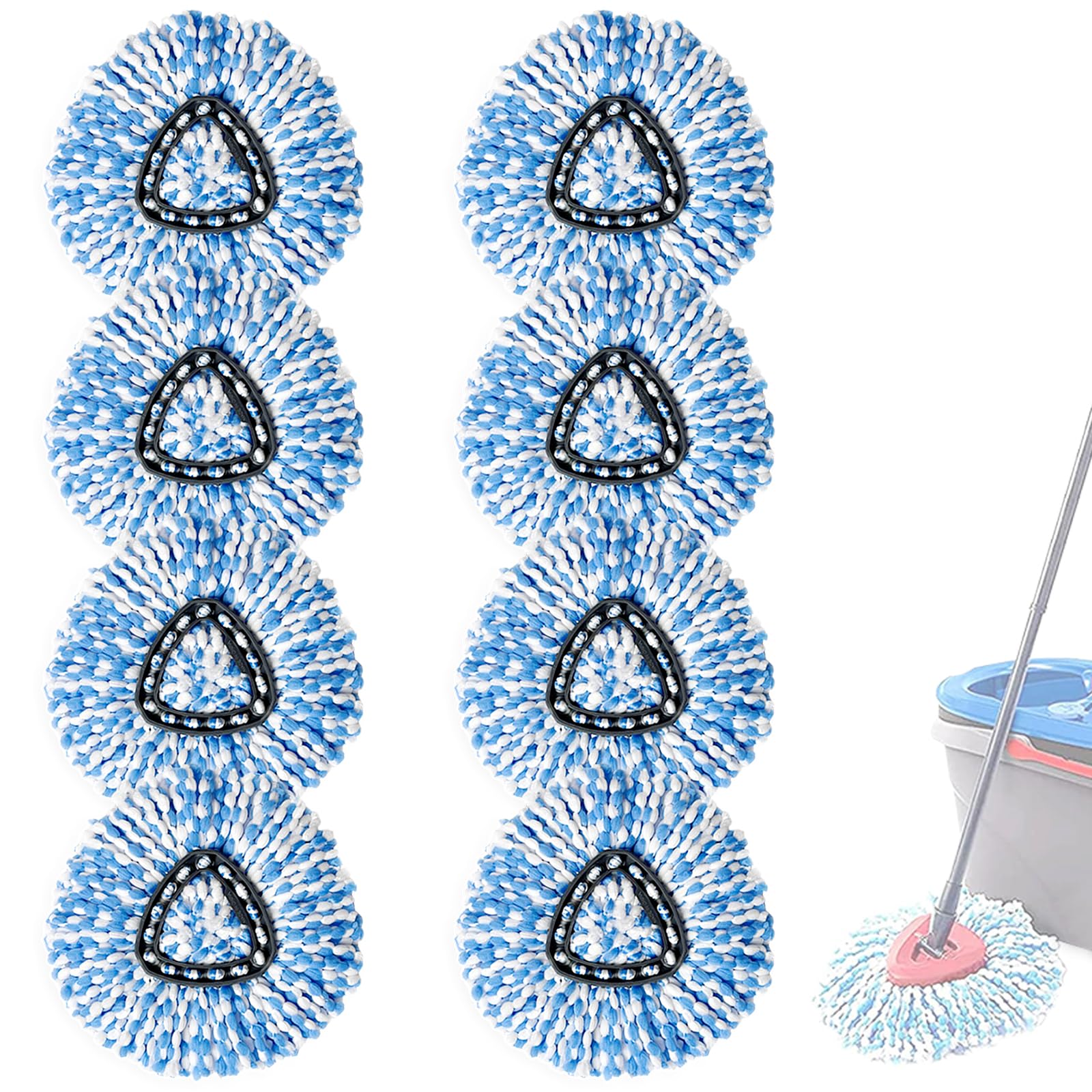 Photo 1 of 8 Pack Spin Mop Replacement Heads, Only Fit for RinseClean 2-Tank System, 100% Microfiber Spin Mop Refill Head,Spinning Mop Head Replacement for Floor Cleaning