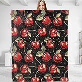 dhakalrlde Funny Cherry Plush Throw Blanket - Soft, Comfy, Warm, and Fuzzy Flannel Blanket Ideal for Couch, Bedroom, Travel, Bed, Office for Men and Boys 50x60 inches