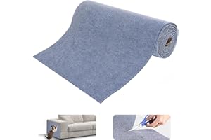 Uranshin Cat Scratch Mat,Trimmable Self-Adhesive Cat Scratch Furniture Protector Cat Scratching Post Carpet Covered 78.7"x15.8" Cat Couch Protector from Cat Claws (Light Grey)