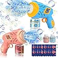 Allhero 2-Pack Bubble Machine Gun with 2 Bubble Refill Solution, Lights, 360-Degree Leak-Proof Design, Bubble Maker for Kids, Adults, Bubble Gun Blaster Outdoor Toy for Party, Easter, Wedding