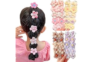 Yeanifeana 40 Pcs Flower Hair Ties,Baby Toddler Hair Bands Colorful Ponytail Holders for Kids r Scrunchie Soft Cute Hair Ties
