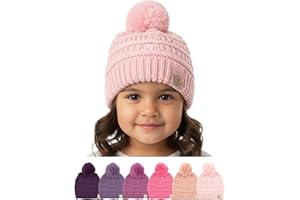 Funky Junque Toddler Pom Beanie – Kids Winter Hat for Ages 1–4, Baby Boy & Girl Knit Beanies, Warm Cozy Knit Snow Hats