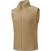TACVASEN Men's Fleece Vest Zip Up Lightweight Vests Outerwear with Pockets Winter Warm Sleeveless Jacket for Hiking Golf