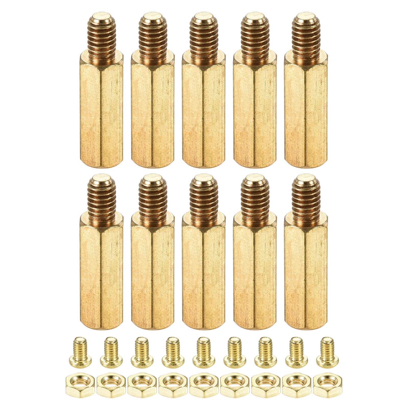 YOKIVE 10 Sets Brass Hex Threaded Spacer Screw Nut Kit, Spacer with Female-Male Thread | Raising The PCB Board, Great for Electronics Industries (M4 16+6mm)
