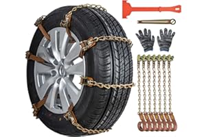 Qoosea Tire Chains Car Snow Chains 8 Pieces Tire Universal Thickened Manganese Steel Emergency Snow Tyre Chains Adjustable Tire Wheel Traction Chains for TPU Vans Truck SUV Car (6 inch - 13 inch)
