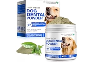 Dog Dental Powder for Teeth Cleaning & Plaque Removal, Dog Oral Care Breath Freshener, Natural Herbal Formula + Postbiotics (